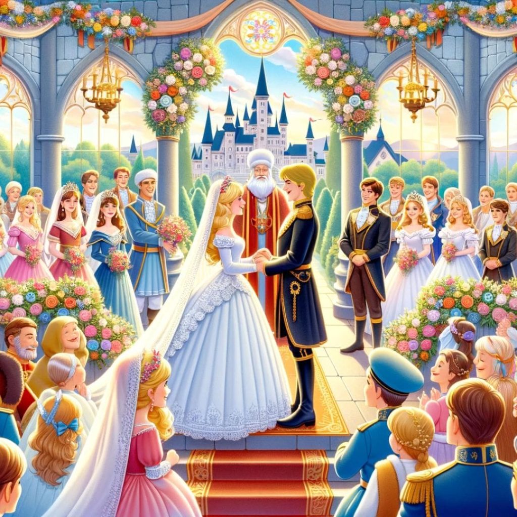 The grand wedding of Rapunzel and Prince Stefan in the kingdom